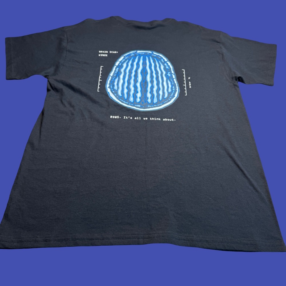 Kinze T Shirt Large Black Farm Equipment Brain Scan Rows 2 Sided Y2K Graphic
